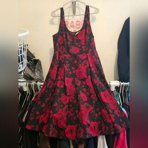 Torrid Black and Red Floral Midi Dress